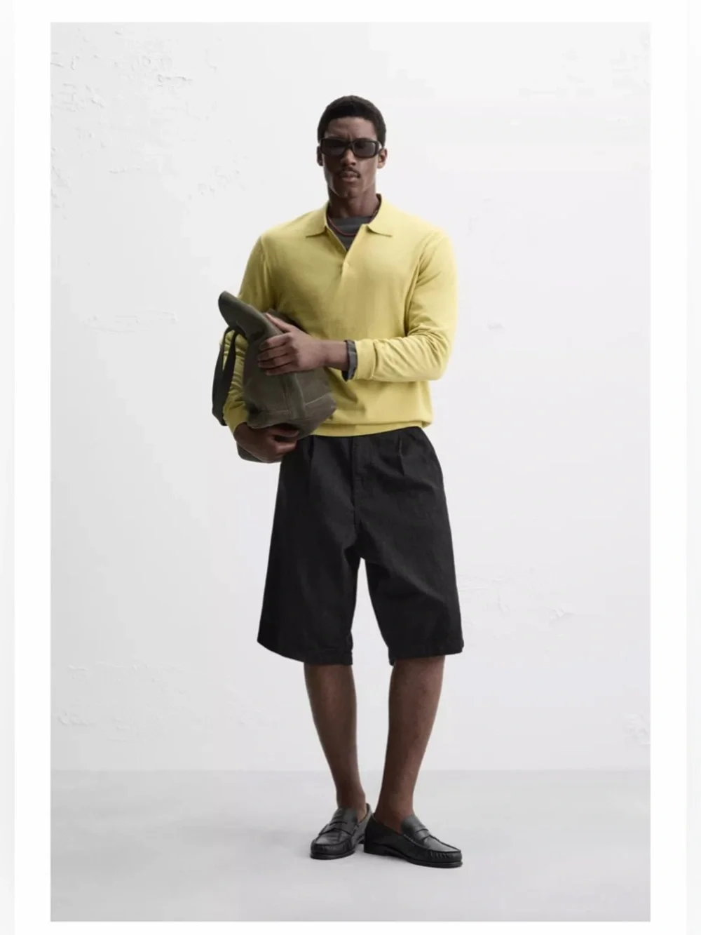 NWT Zara Men's Knit Polo Sweater Lime Green Size XL